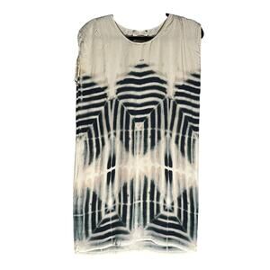 Laura Siegel Sz M 100% Silk Sheath Dress Geometric Tie-Dye Anthropologie India‎